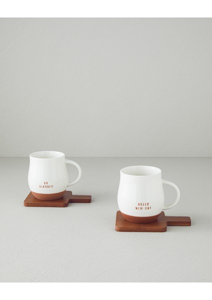 So Blessed New Bone China Bardak Altlıklı Kupa 450 ml Beyaz fırsatları