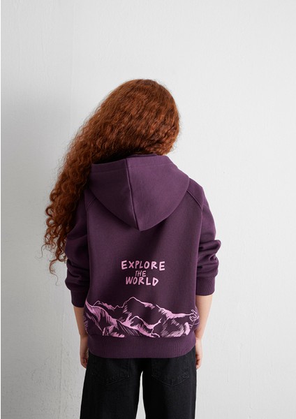 Baskılı Mor Sweatshirt 7S10154-70635