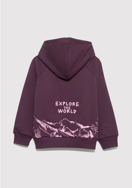 Baskılı Mor Sweatshirt 7S10154-70635