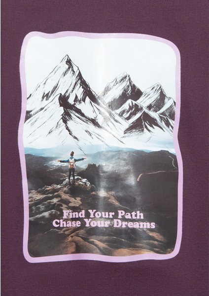 Baskılı Mor Sweatshirt 7S10154-70635