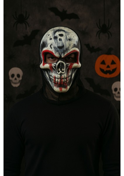 Korkunç Kafatası Maske ve 120 cm Yakalı Siyah Pelerin Seti – Yetişkin Halloween Kostümü fiyatları