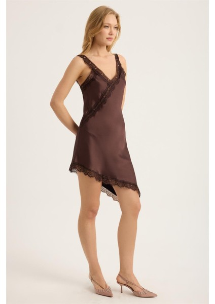 Saten Dantel Kalın Askı Elbise modelleri