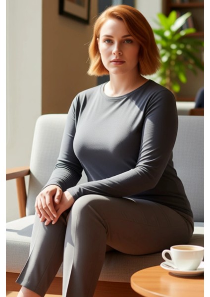 Kadın Vücut Saran Esnek Örme Bisiklet Yaka Uzun Kollu Crop Üst Kaliteli Şık Rahat Modern Zarif