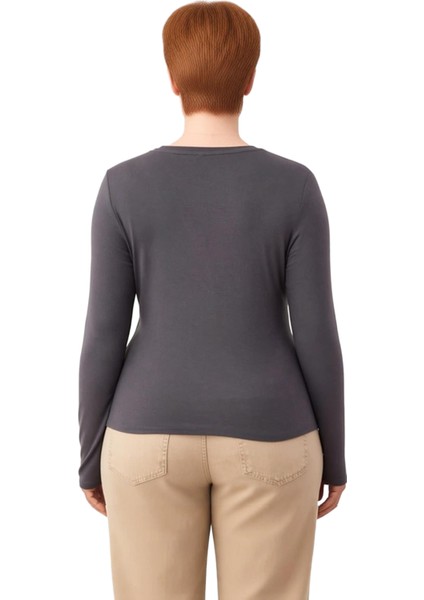 Kadın Vücut Saran Esnek Örme Bisiklet Yaka Uzun Kollu Crop Üst Kaliteli Şık Rahat Modern Zarif modelleri