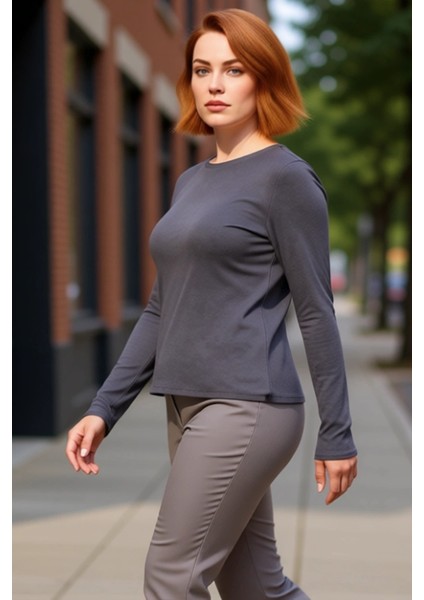 Kadın Vücut Saran Esnek Örme Bisiklet Yaka Uzun Kollu Crop Üst Kaliteli Şık Rahat Modern Zarif fırsatları