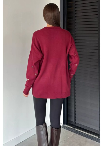 Kadın Kurdele Nakışlı Triko Kazak (M-L-Xl Uyumludur) P-00018883 fırsatları