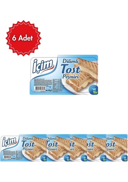 Içim Dilimli Tost Peyniri 500 gr x 6 Adet – Tam Yağlı, Doğal Lezzet, Mükemmel Erime Kıvamı