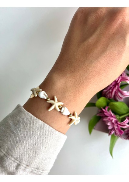 Deniz Yıldızlı Deniz Kabuklu Makrome Bileklik modelleri