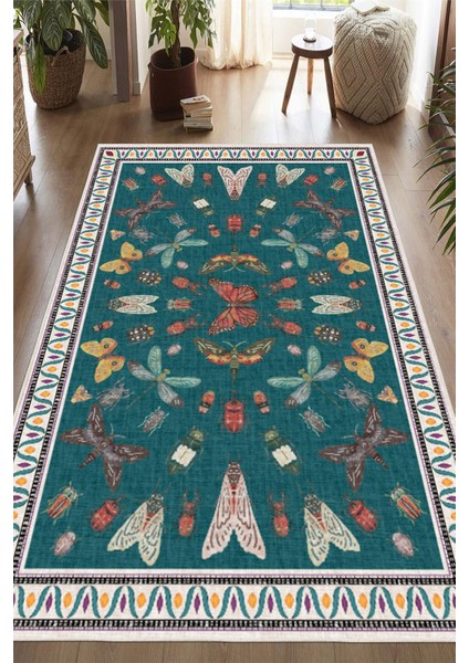 Dijital Baskılı Renkli Kelebek Desenli Kaymaz Taban Yıkanabilir Halı fiyatları