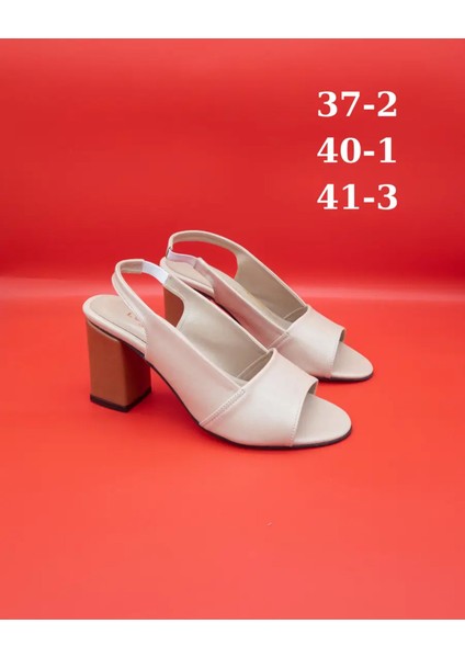 Revena Bej Kahve Kadın Topuklu Roger Sandalet Modern ve Konforlu Tasarım