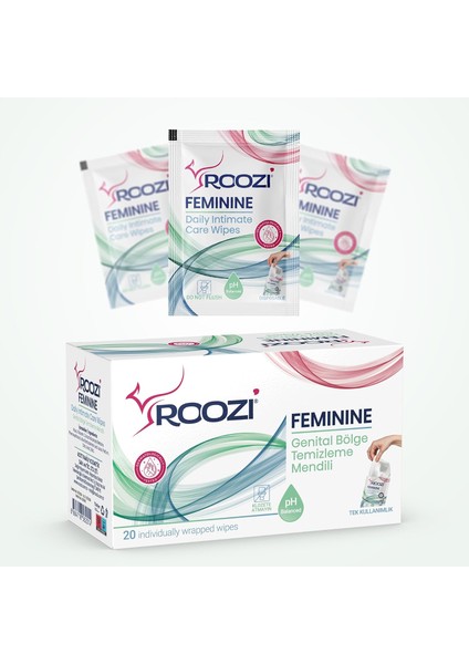 Roozi Kadın Intim Mendilleri – Vajinal Sağlığı Destekler – Ph Dengeli, Aloe Içerikli, Hareket Halinde Hijyen, Koku Giderir – Genital Temizlik Mendilleri – 20LI Ayrı Paketlenmiş Mendil fiyatları