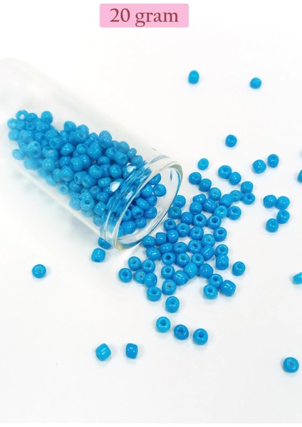 Litaetrend Dökme Cam Kum Boncuk Büyük Boy (6/0) 4 mm - 20 Gram - Açık Mavi - BNC106