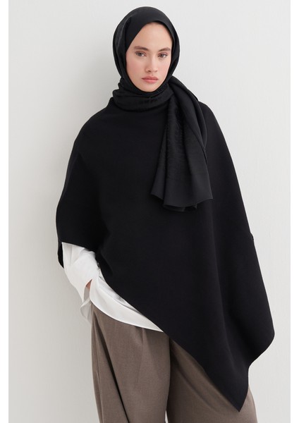 Robe Asimetrik Triko Kap Siyah