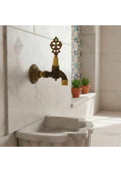 Pirinç Döküm Osmanlı Motifli Musluk Bahçe Çeşme Şadırvan Balkon Için Dekoratif Otantik Musluk fırsatları