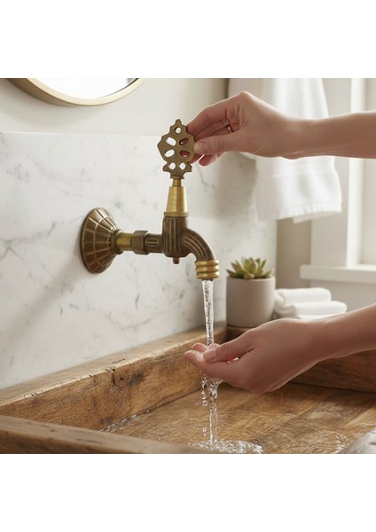 Pirinç Döküm Osmanlı Motifli Musluk Bahçe Çeşme Şadırvan Balkon Için Dekoratif Otantik Musluk indirimleri