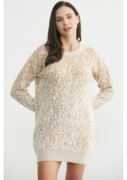 Renk Kombinli Tunik Triko Kazak - Karamel modelleri