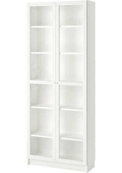 Cam kapaklı kitaplık, beyaz, 80x30x202 cm