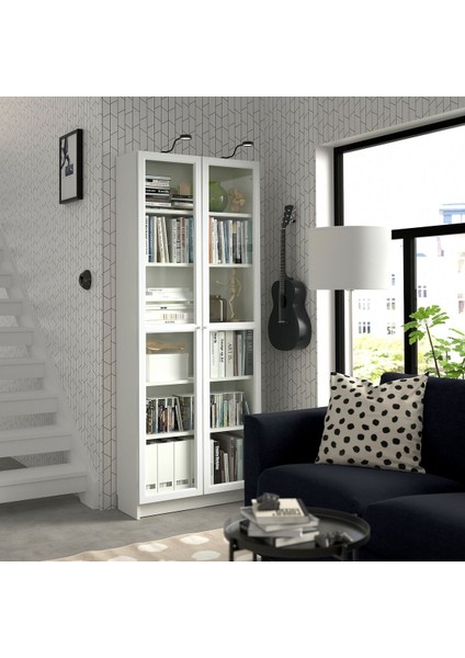Cam kapaklı kitaplık, beyaz, 80x30x202 cm modelleri