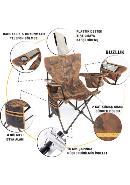 Cool Ice Taktik Kamuflaj Lüks Kamp Sandalyesi indirimleri