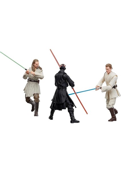 Star Wars Black Series Qui-Gon Jinn, Darth Maul, Obi-Wan Kenobi Aksiyon Figür Seti (The Phantom Menace)