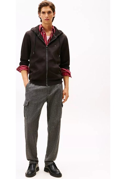 Erkek Regular Fit Kapüşonlu Kanguru Cepli Fermuarlı Sweatshirt - Siyah fiyatları