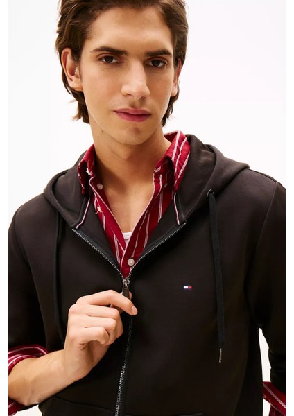 Erkek Regular Fit Kapüşonlu Kanguru Cepli Fermuarlı Sweatshirt - Siyah fırsatları