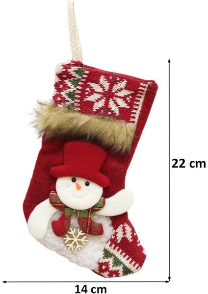 Yılbaşı Çorabı Kardan Adam Figürlü Desenli Şömine Dekoru Hediyelik Çorap 22 cm fiyatları