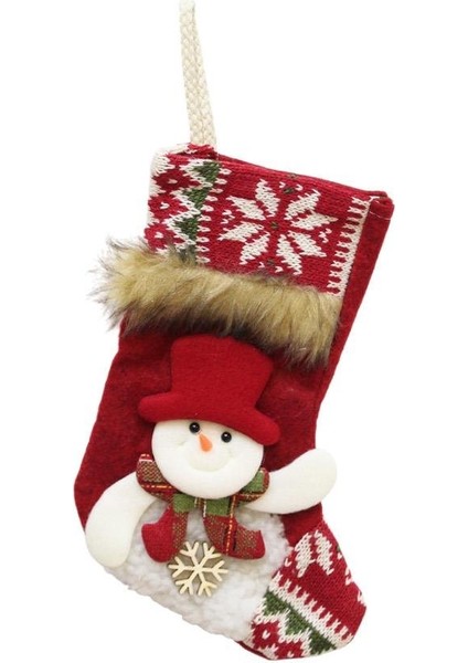 Yılbaşı Çorabı Kardan Adam Figürlü Desenli Şömine Dekoru Hediyelik Çorap 22 cm modelleri