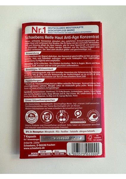 Reife Haut Antı Age Konzentrat Yaşlanma Karşıtı fiyatları