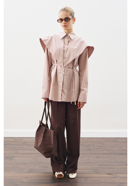 Üçgen Fularlı Oversıze Gömlek Soft Pembe fiyatları