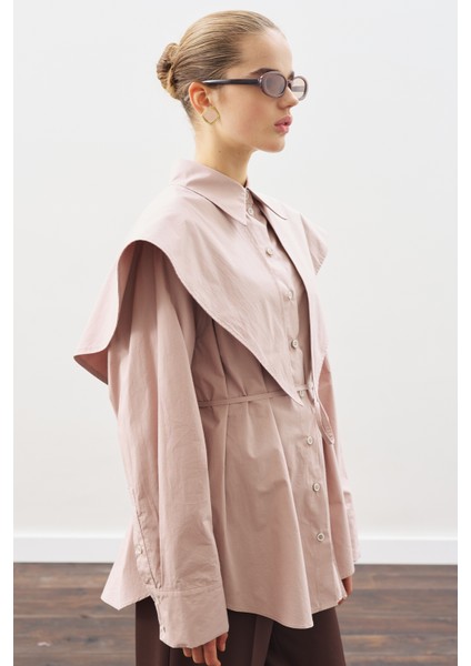 Üçgen Fularlı Oversıze Gömlek Soft Pembe modelleri