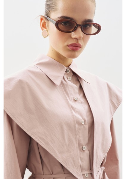 Üçgen Fularlı Oversıze Gömlek Soft Pembe fırsatları