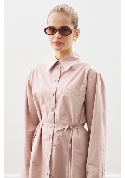 Üçgen Fularlı Oversıze Gömlek Soft Pembe indirimleri