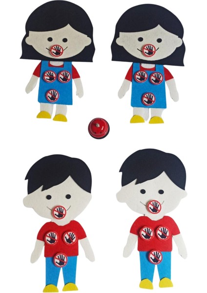 Mahremiyet Eğitimi Oyunu – Dokunma Haritası Eğitici Keçe Seti (Zilli Cırt Cırtlı Etkinlik Oyunu)