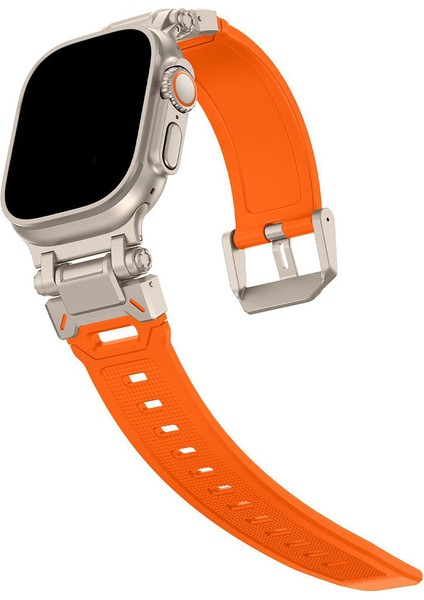 Apple Watch 11 10 46MM 9 8 7 6 Se Ultra Uyumlu 49-46-45-44-42MM Metal Pimli Tokalı Premium Silikon Kordon – Dayanıklı Spor Rubber Kayış