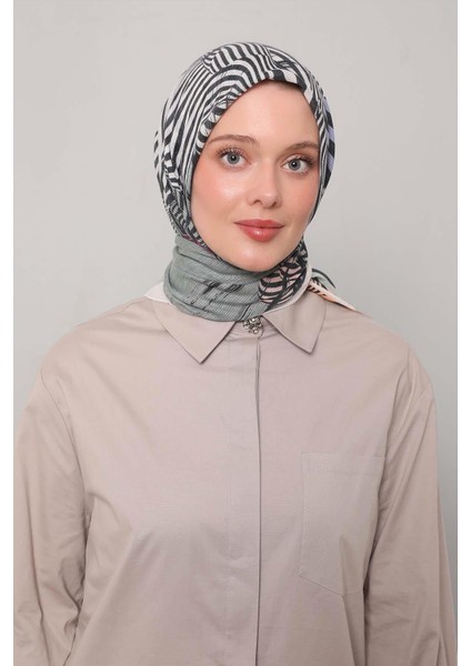 Mint Yeşili Hologram Desen Pamuk Eşarp fiyatları