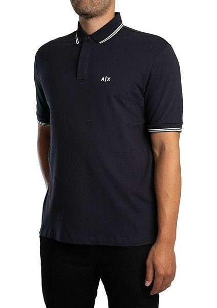 Erkek Regular Fit Yakası Çizgili Polo Yaka T-Shirt - Lacivert modelleri