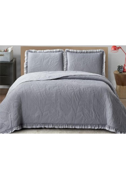 Kapitoneli Yatak Örtüsü Çift Kişilik Madrid A.gri