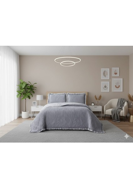 Kapitoneli Yatak Örtüsü Çift Kişilik Madrid A.gri fiyatları