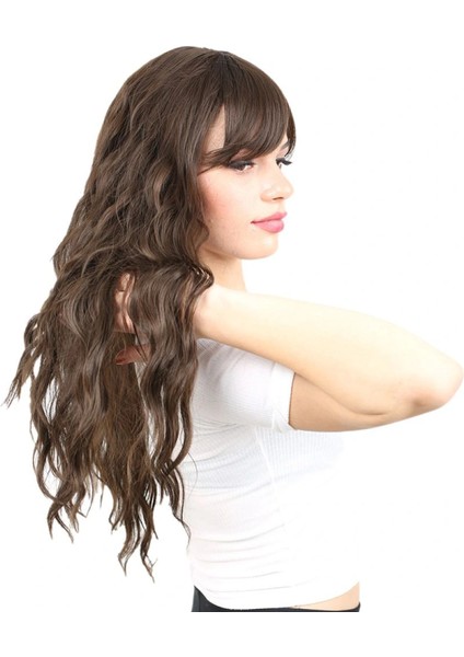 Perçemli Uzun Su Dalgası Fiber Sentetik Peruk- Açık Kahve fiyatları