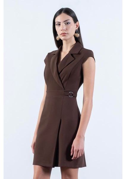 Dillom Kruvaze Toka Etek Pile Halka Detaylı Elbise Kahve fiyatları