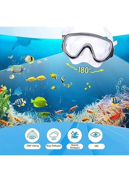 Maskesi Yetişkin Deniz Havuz Yüzücü Gözlüğü Buğu Önleyici Temperli Cam Hd Geniş Görüş fırsatları