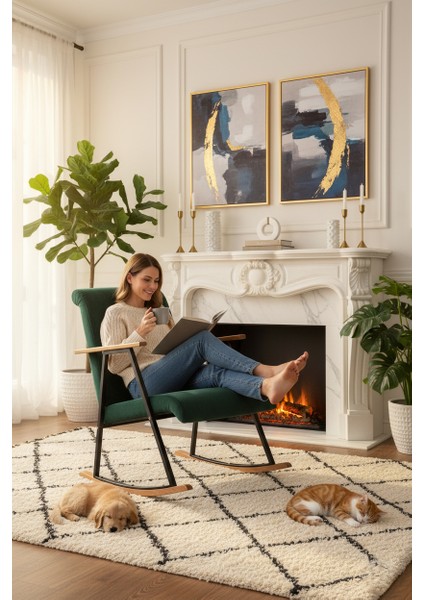 Sallanan Koltuk | Sallanır Tv Koltuğu | Dinlenme & Rahatlama Sandalyesi | Ahşap Detaylı