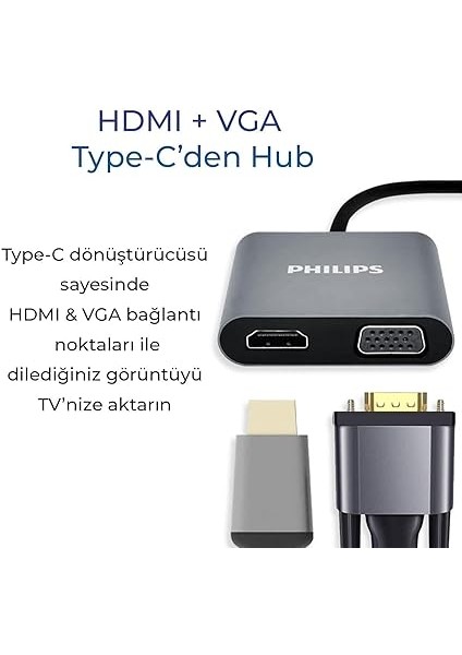 Type-C HDMI VGA USB Dönüştürücü Adaptör modelleri