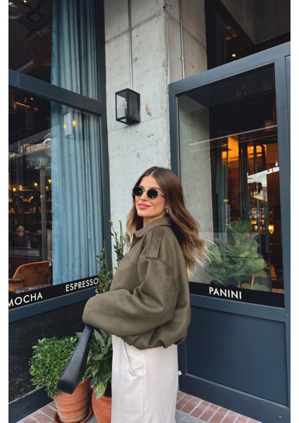 Haki Apolet Detaylı Astarlı Süet Ceket indirimleri