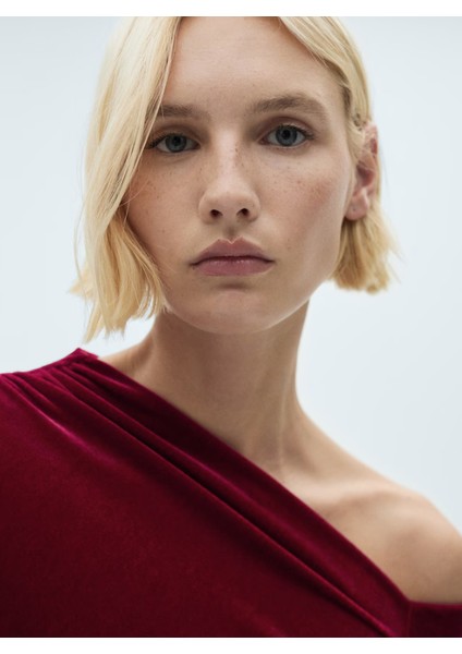 Asimetrik Kadife Elbise modelleri