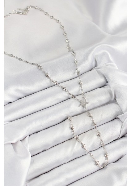 Bfs Pirinç Zirkon Taşlı Yıldız Model Gümüş Renk Y Kolye fiyatları