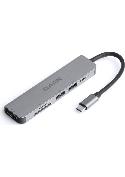 DK-AC-U31X38 USB 3.1 Type-C 6 In 1 Hdmı-Tf Sd Kart -Usb 3.0 & USB 2.0-Usb-C Pd Çevirici Hub