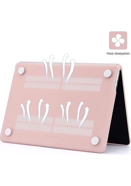 MacBook Air 13,6 ile Uyumlu M4 (A3240) M3 (A3113) M2 (A2681) 2022 2024 2025, Mac 13 Inç Case, Sert Plastik Koruyucu Kılıf + Klavye Koruması + Parlatma Bezi - Mat Pembe fırsatları