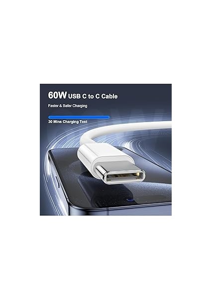 To Usb-C 60W Hızlı Şarj Kablosu, Beyaz 2 Metre Hasır Kablo fiyatları
